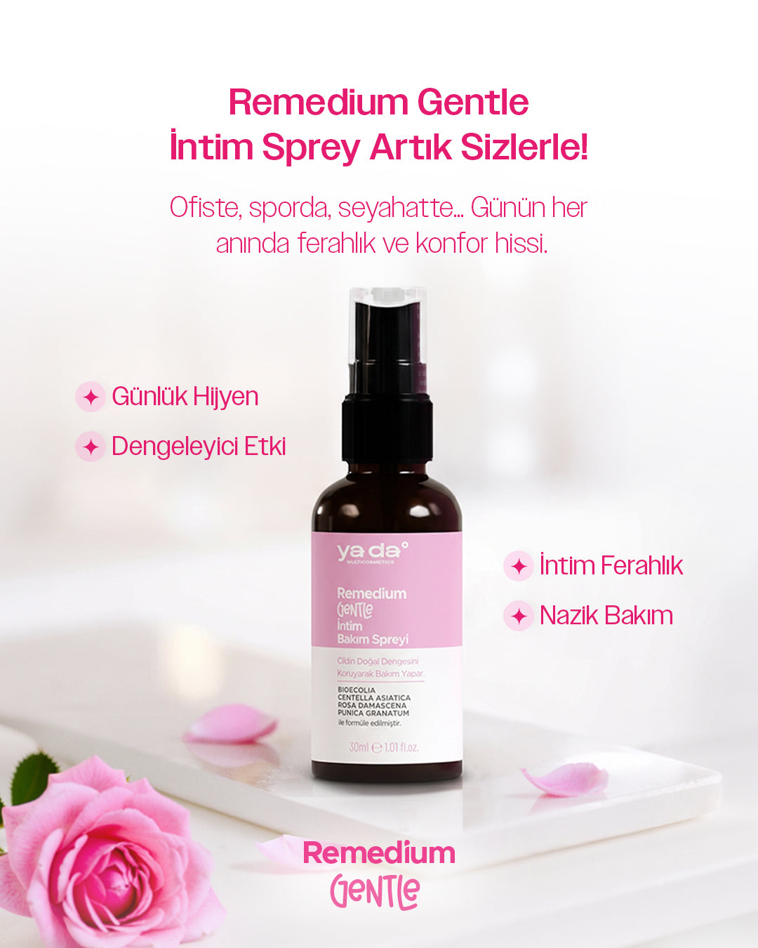 Remedium Gentle İntim Bakım Spreyi 30 ml / Özel Bölge Flora Desteği